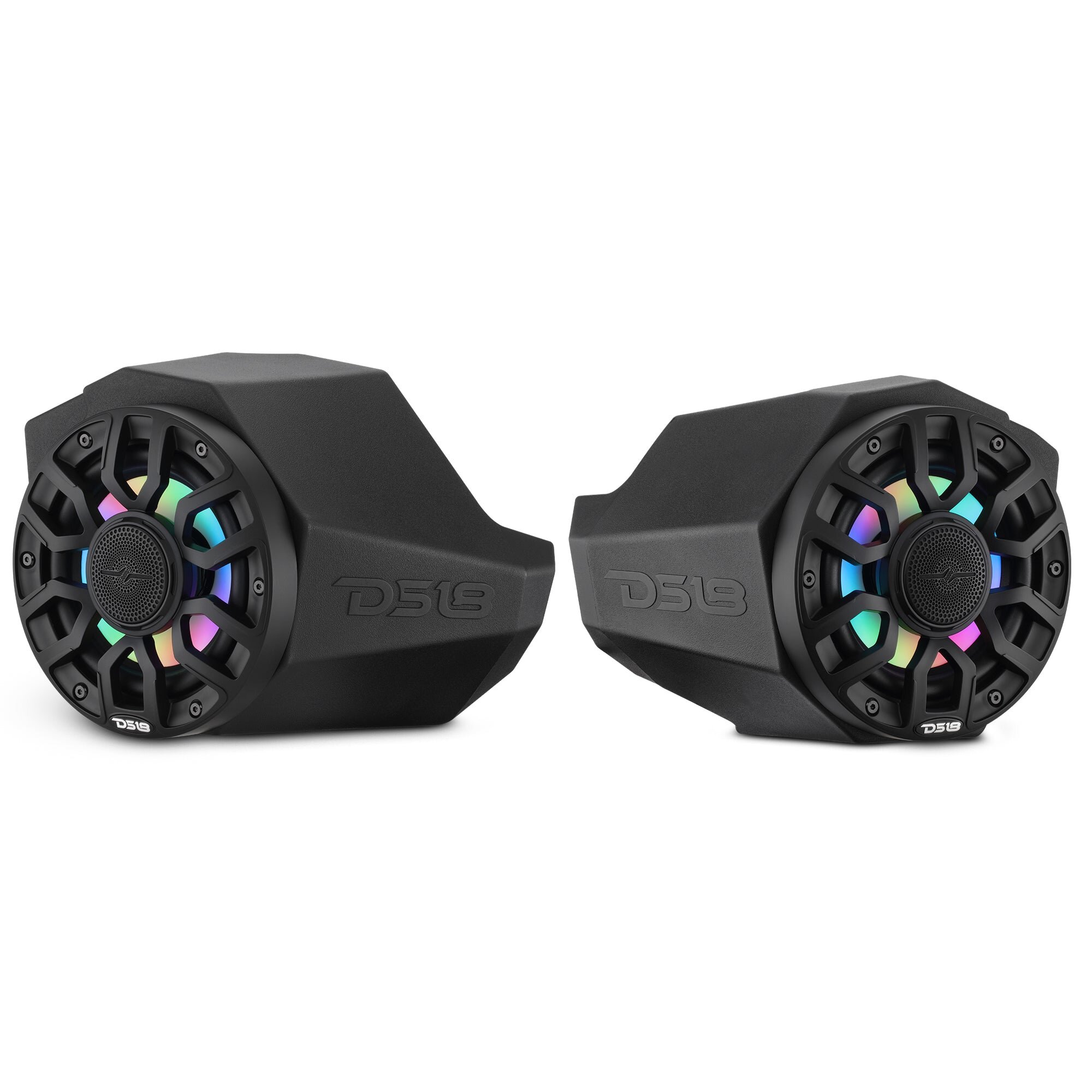 DS18 CA-X3KP6LD Can-Am Maverick X3 Kick Panel Speaker Pods Loaded with NXL-IQ 6.5″ 2-Way Coaxial Marine Speakers and Digital LED Lights