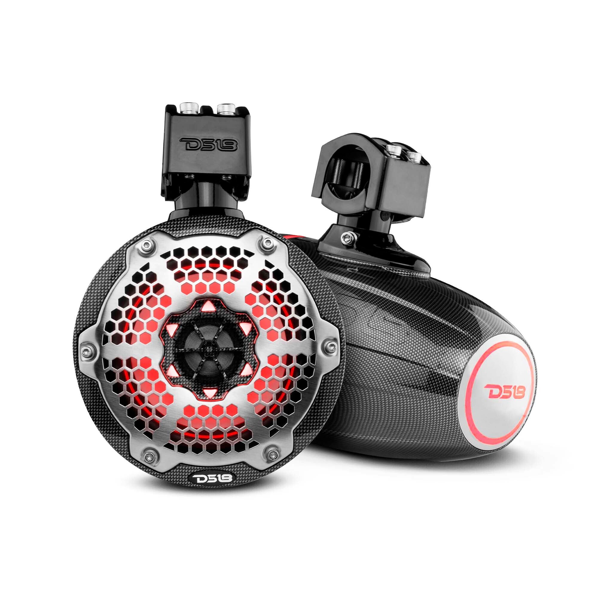 DS18 CF-X6TP NXL 6.5″ Marine and Powersports Towers LED RGB Lights 100 Watts Rms – Black Carbon Fiber