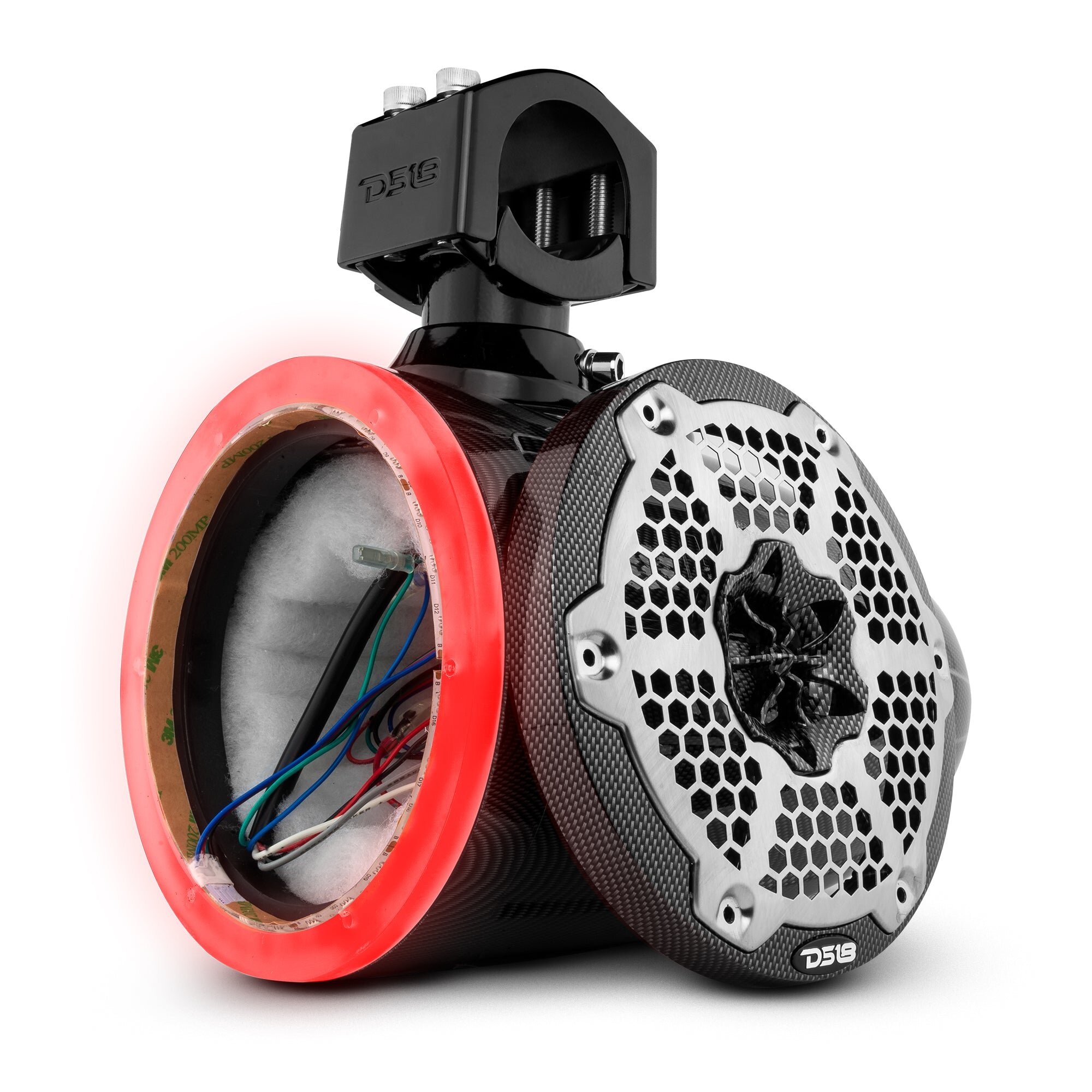 DS18 CF-X6TP.NS NXL 6.5″ Marine and Powersports Empty Tower LED RGB Lights -Black Carbon Fiber