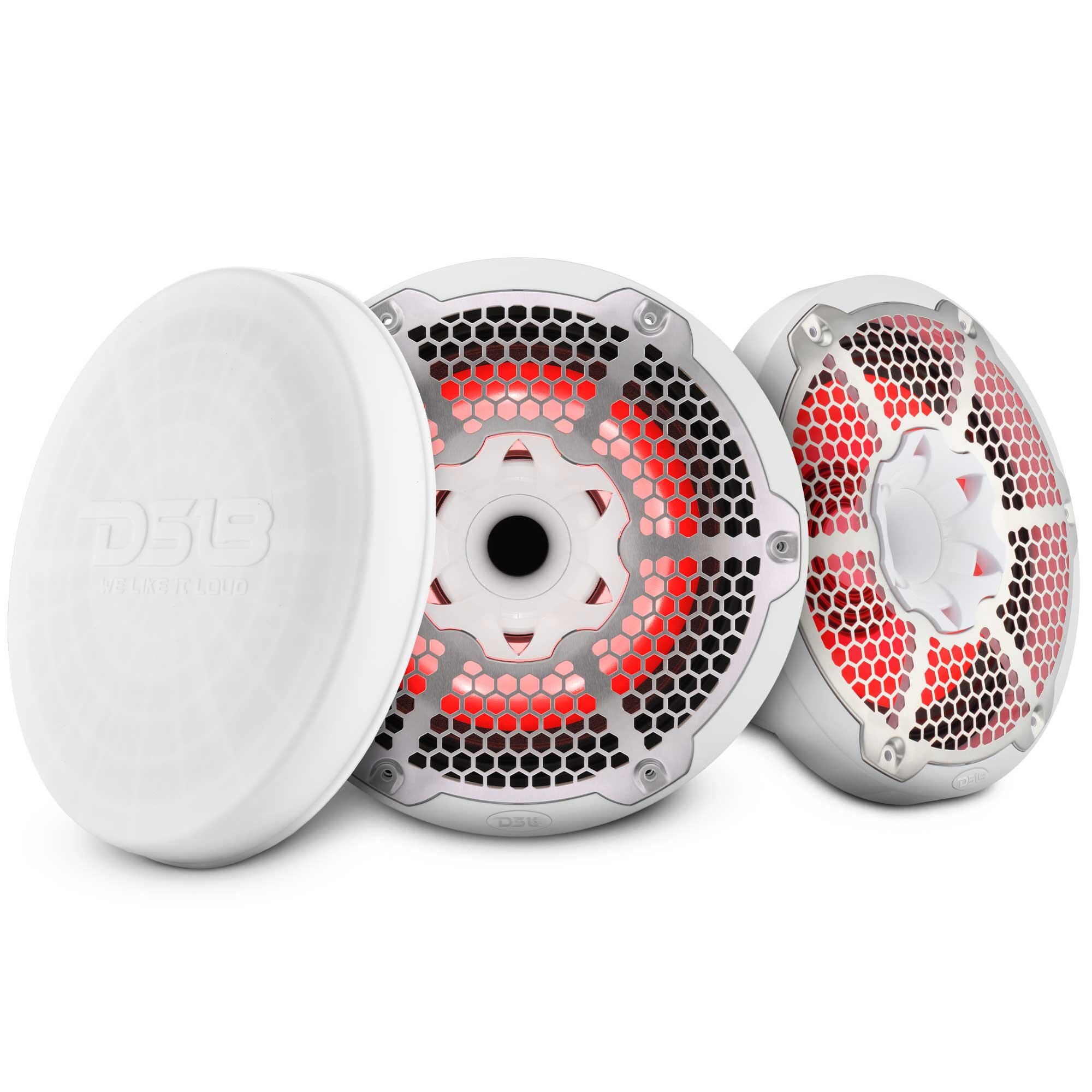 DS18 NXL-10MD/WH 10” Marine 2-Way Hybrid Speaker with RGB LED, Compression Driver and Neodymium Magnet | 450W RMS 4-Ohm