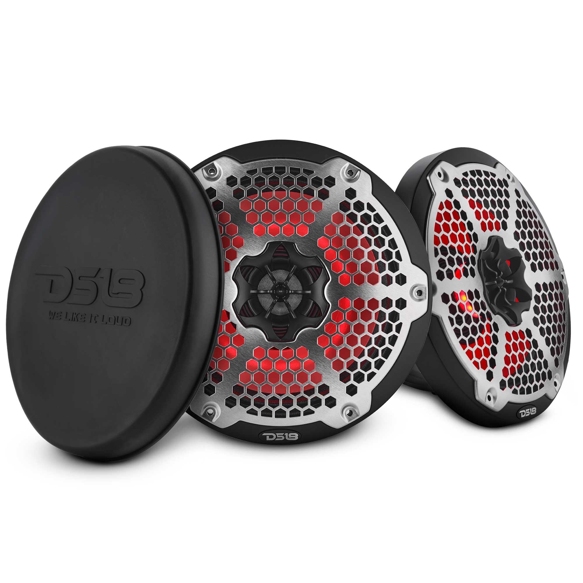 DS18 NXL-8MD/BK 8” Marine 2-Way Hybrid Speaker with RGB LED, Compression Driver and Neodymium Magnet | 350W RMS 4-Ohm