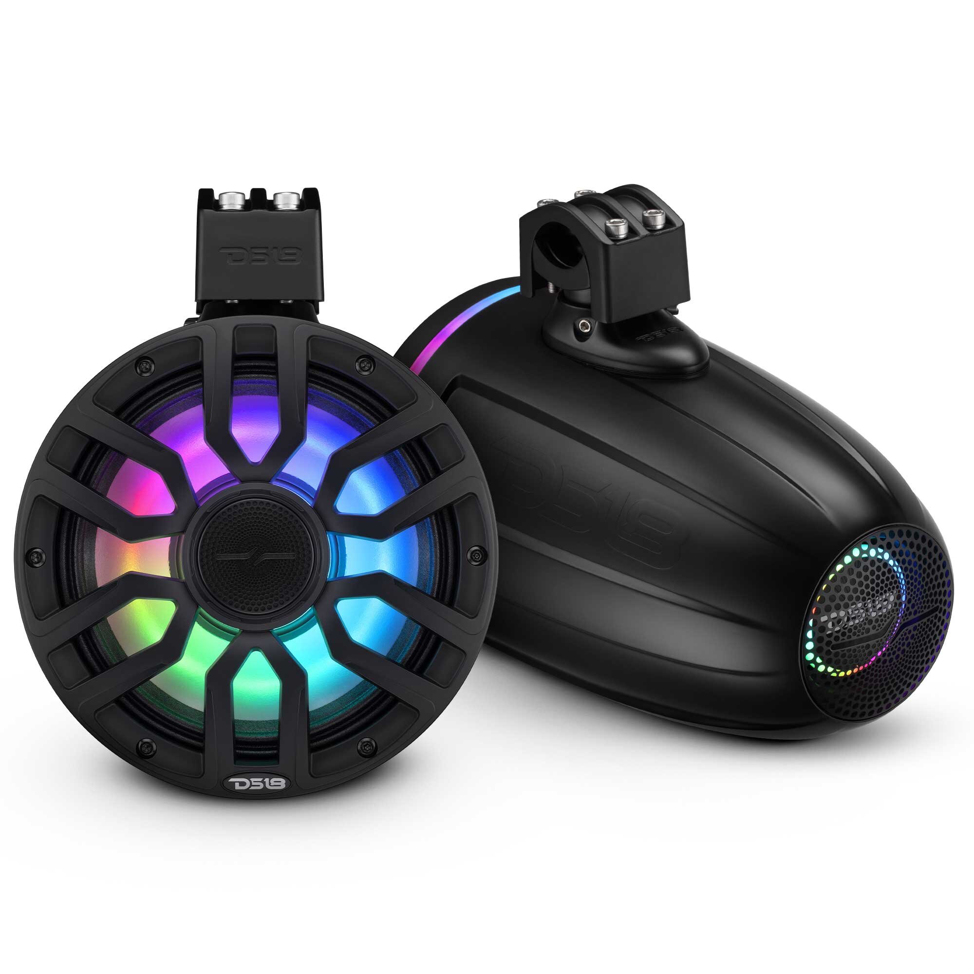 DS18 NXL-IQ8TPNEO/BK 8 inch NXL-iQ Marine Tower Speaker Neodymium Compression Driver LED IP65 350W RMS Black