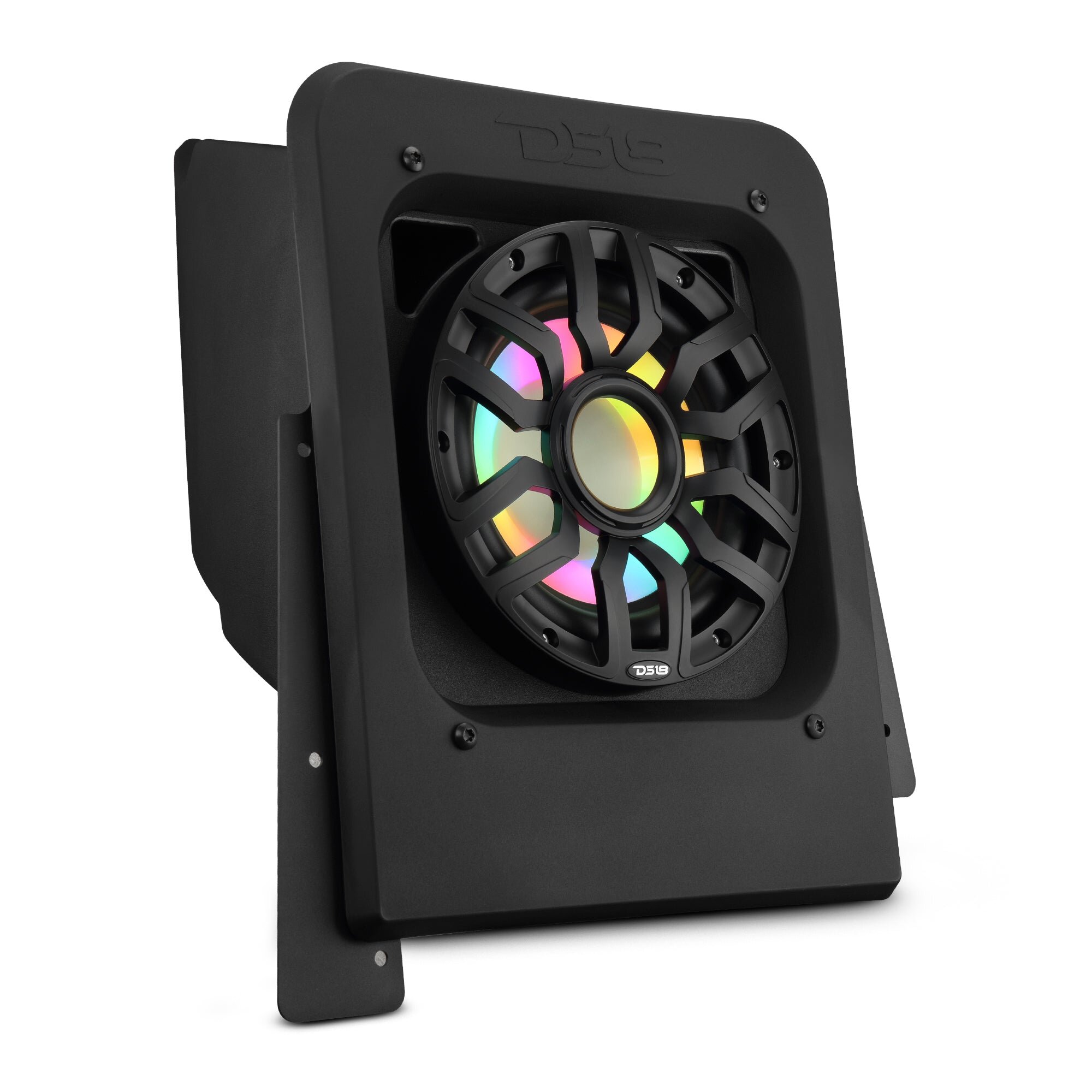 DS18 SLG-RSUB10LDV2 Polaris Slingshot Rear Subwoofer Enclosure Loaded with NXL-IQSUB10 and LED Lights